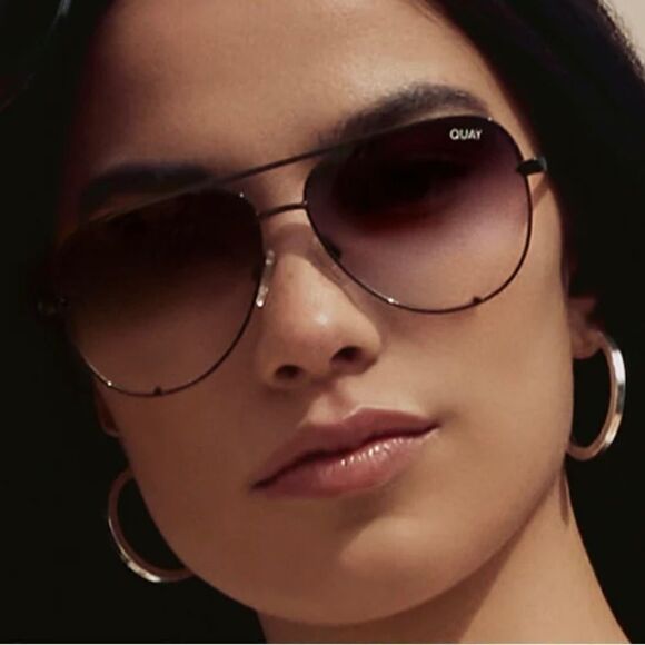 NWT Quay High mini 126 Black/smoked lenses Aviator Sunglasses - Picture 6 of 12